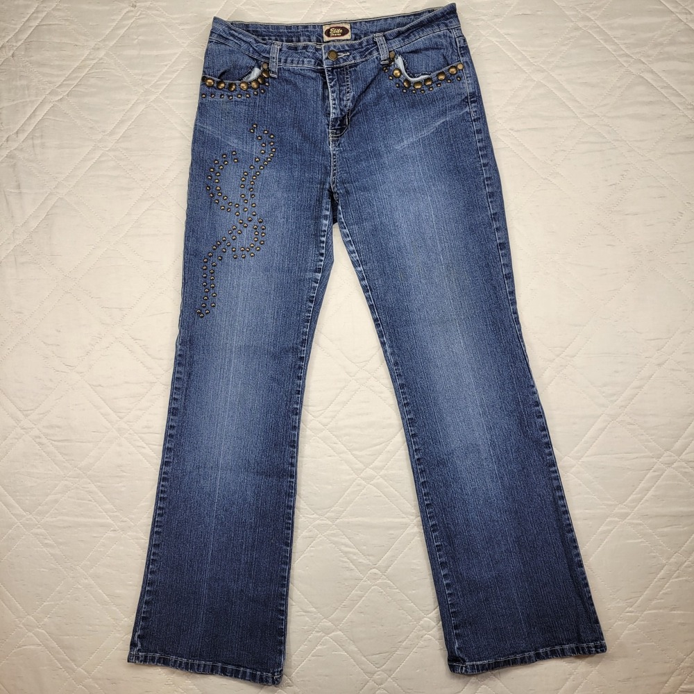 Elite Jeans‎ Studded Wide Leg blue jeans size 11/12